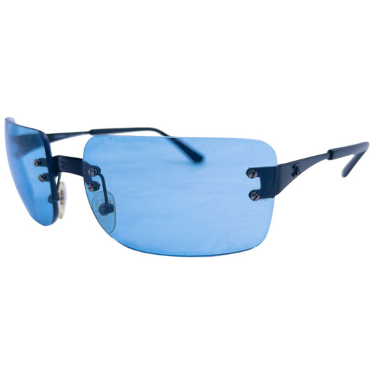 Vintage 2000s Chanel Rimless Sunglasses | O/S, Blue