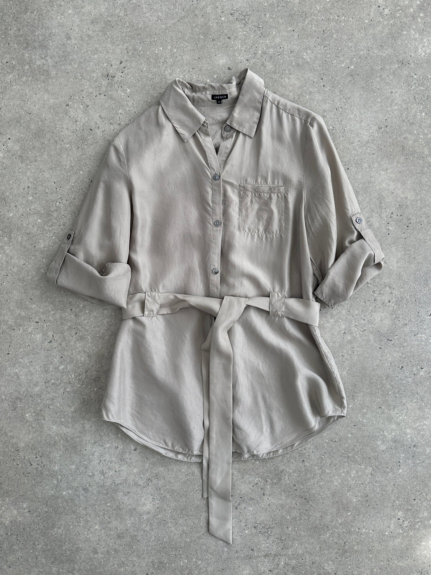 Jaeger Pure Silk Belted Shirt - S