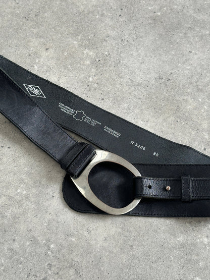 Italian Vintage 1990s Handmade Oval Chunky Leather Belt - W32