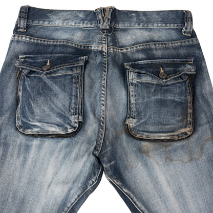 Vintage 2000s PPFM Curved Stacked Leg Denim Jeans Size W32 | W32, Blue