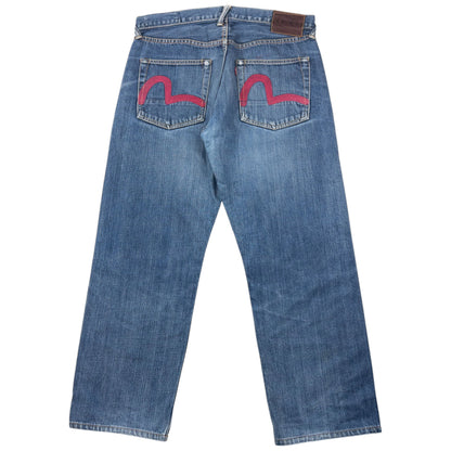 Vintage 90s Evisu Double Gull Embroidered Japanese Denim Jeans Size W33