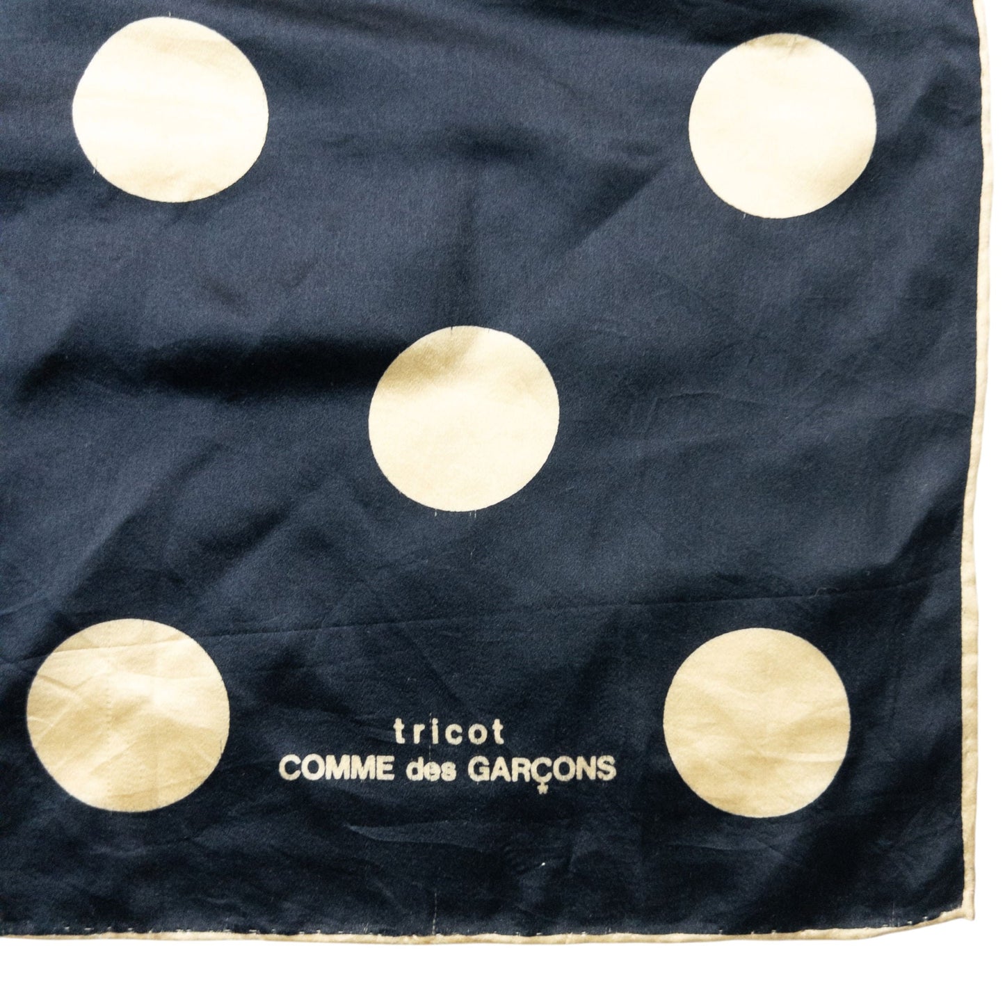 Vintage 90s Comme Des Garçons Tricot Polka Dot Silk Scarf | O/S, Cream