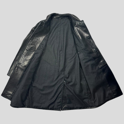 Prada Milano AW98 Wool Lined Gloss Leather Matrix Trench Coat - IT50 | Default Title, Black
