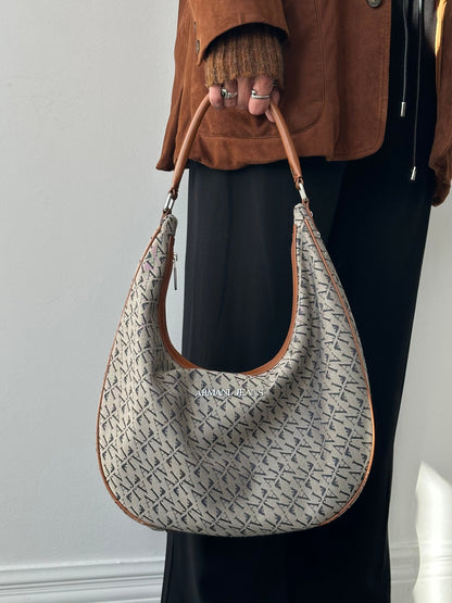 Armani Jeans Monogram Crescent Shoulder Bag