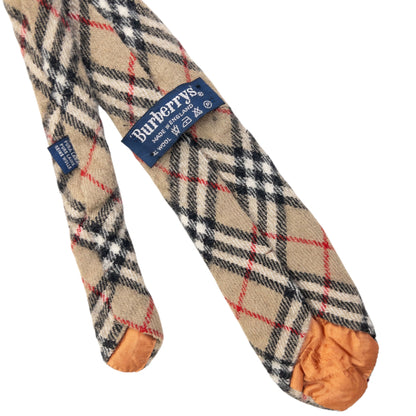 Vintage 90s Burberry Nova Check Wool Tie | O/S, Beige