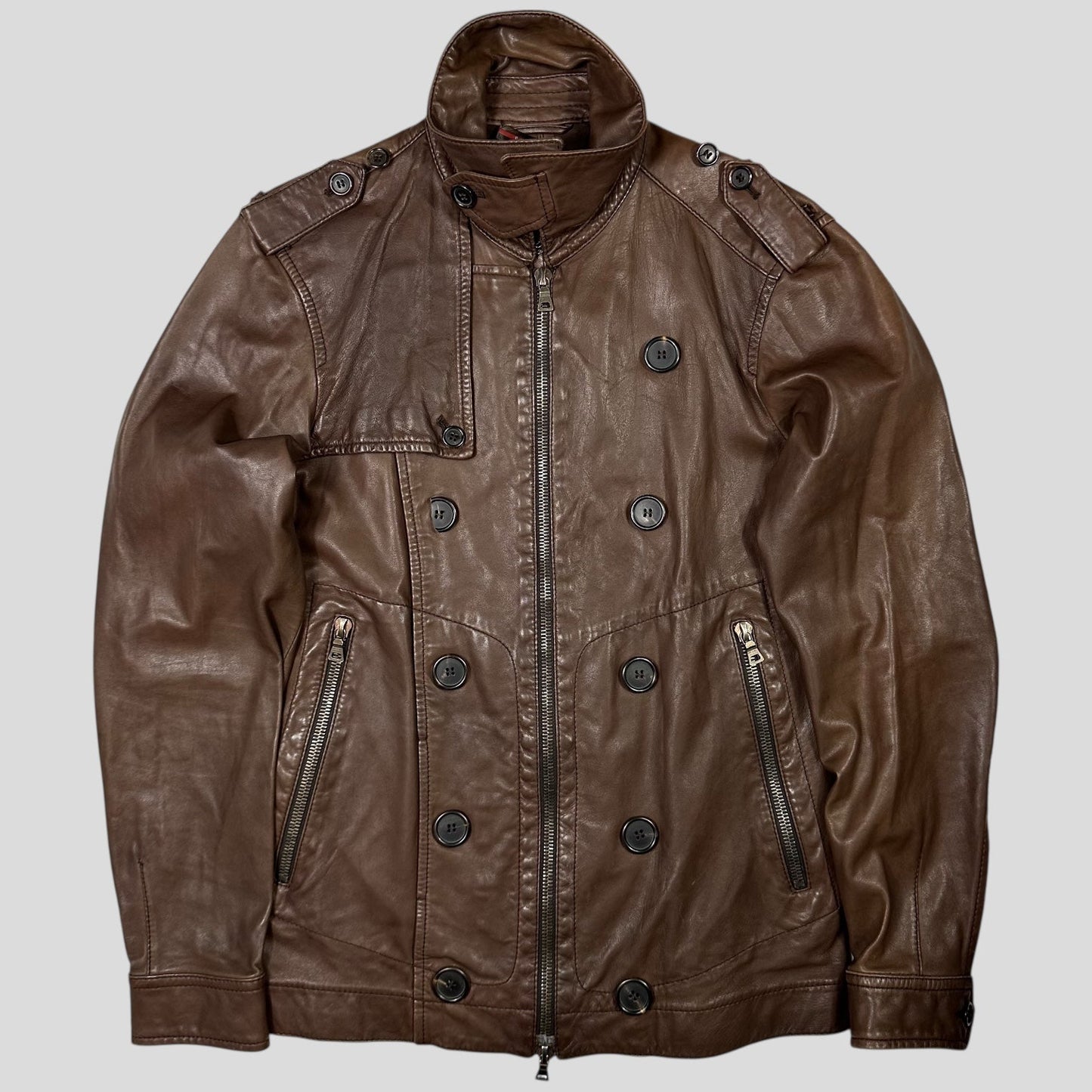 Prada Sport 00’s Brown Military Leather Modular Field Jacket - IT48 (S/M)