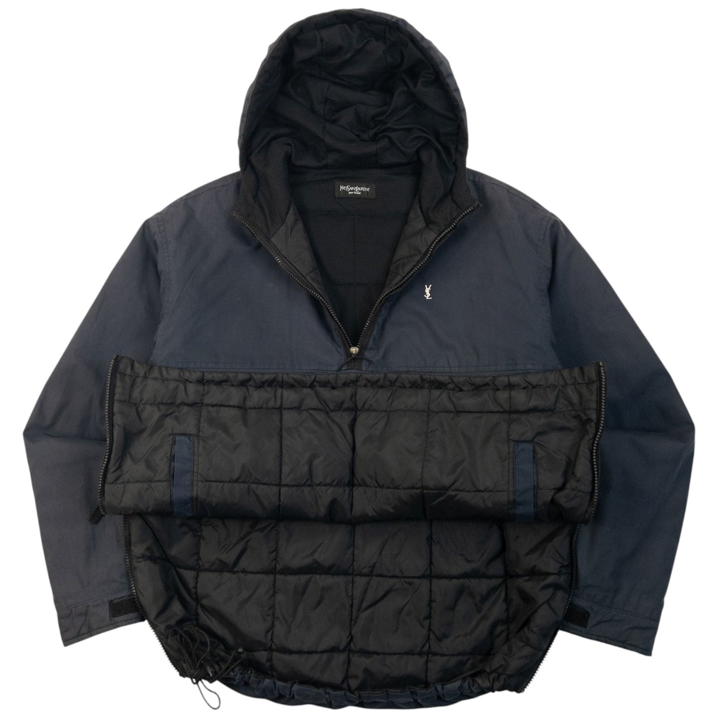 Vintage 2000s YSL Yves Saint Laurent Q Zip Padded Jacket Size L | Large, Navy