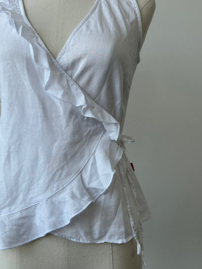 Vintage 2000s Pure Linen Wrap Top - xs