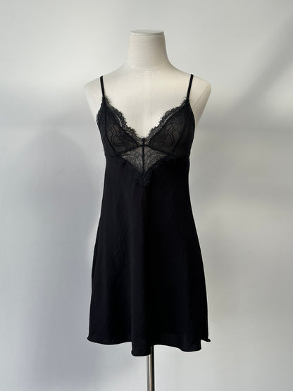 Vintage 2000s Lace Panel Satin Mini Dress - S