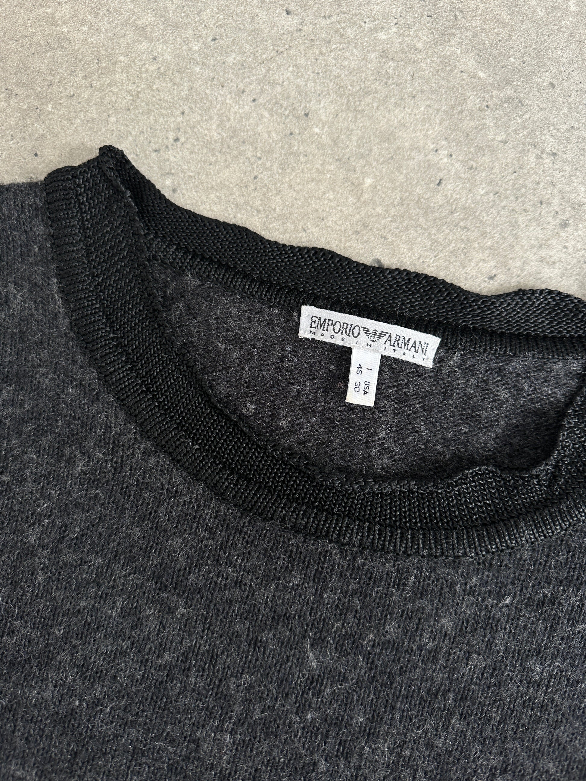 Emporio Armani 1990s Shetland Wool Boxy Bell Sleeve Jumper - M-L