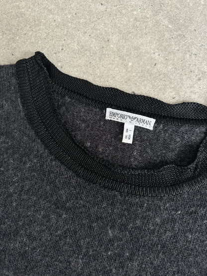 Emporio Armani 1990s Shetland Wool Boxy Bell Sleeve Jumper - M-L