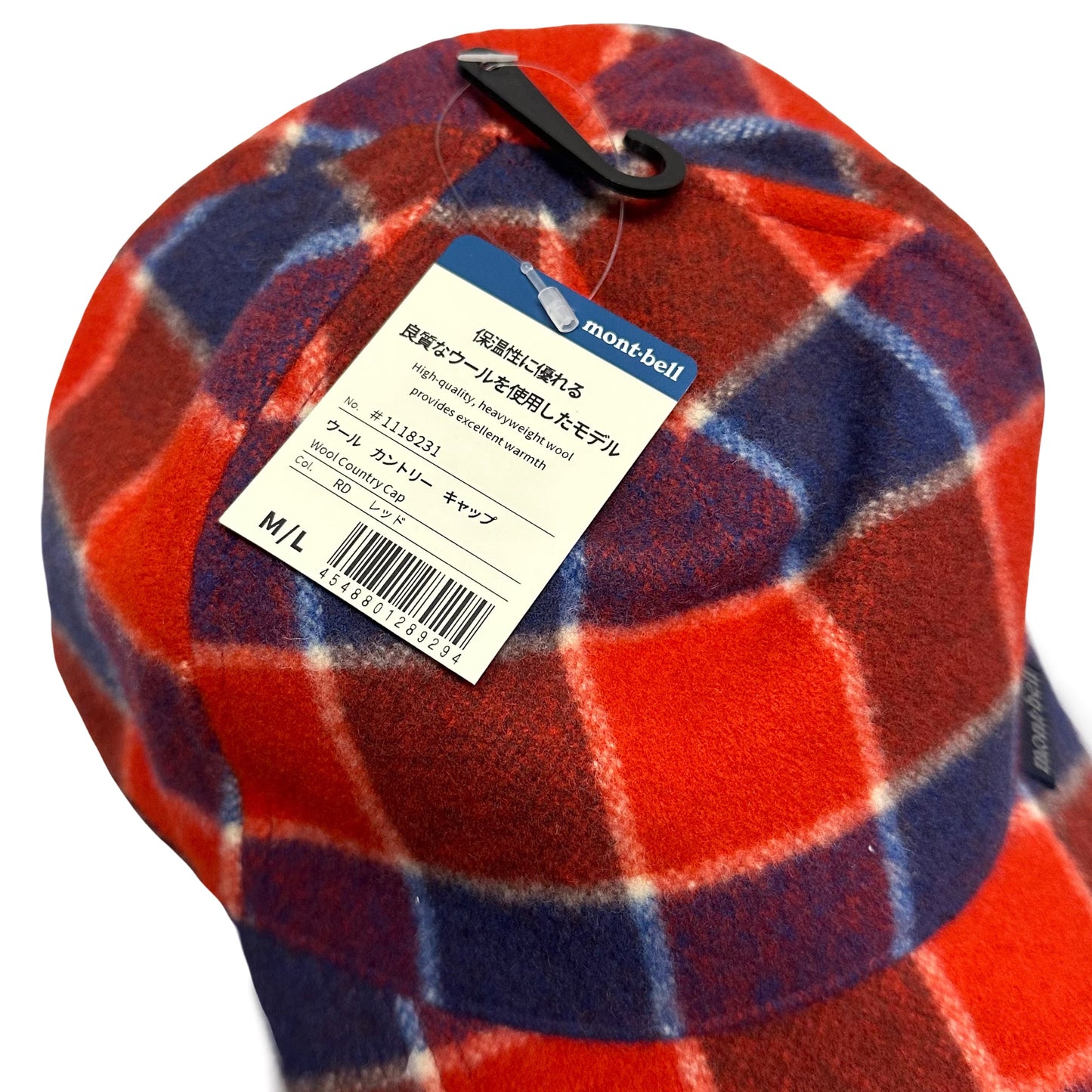 Montbell Wool Check Cap In Red ( M/L )