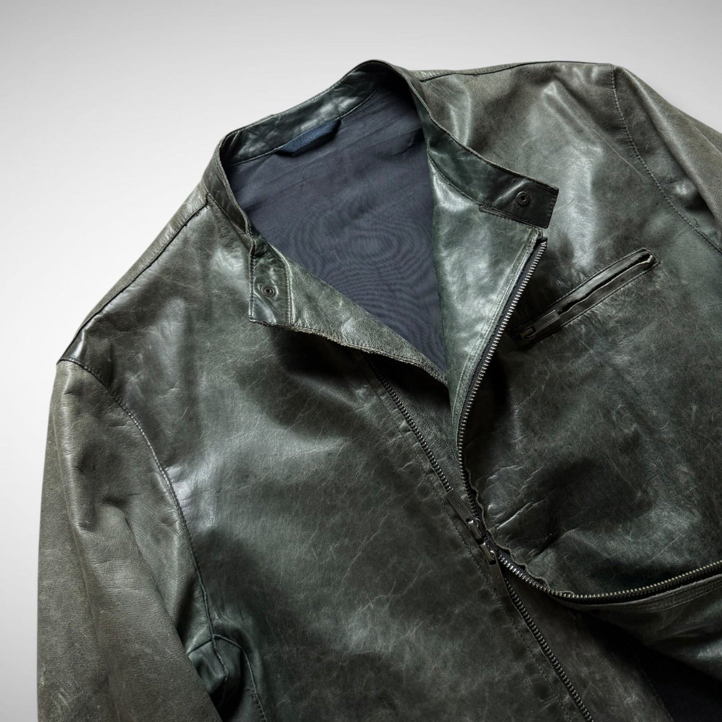 Kenzo Asymmetrical Zip Leather Jacket (1999-2003)