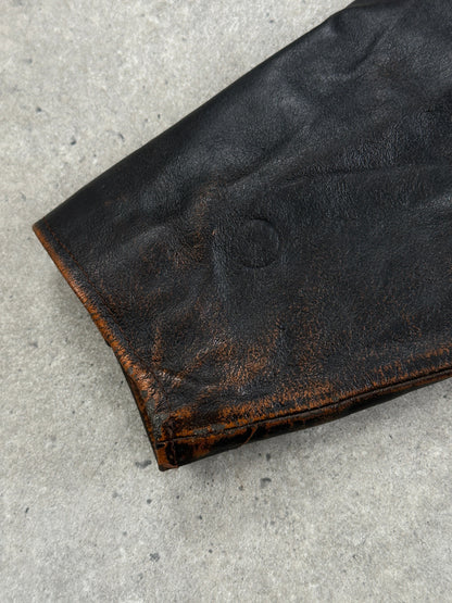 Italian Vintage 1990s Distressed Leather Jacket - L/XL