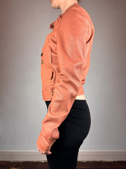 D&G 2000s salmon pink leather utility jacket | Salmon Pink, Salmon Pink