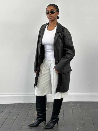 Conbipel 1990s Leather Trench Coat - XL