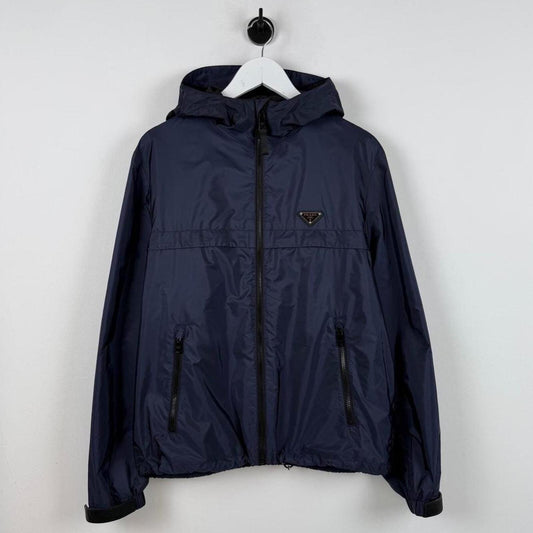 Prada Re-Nylon Hooded Jacket Navy (M/L) | Medium, Navy