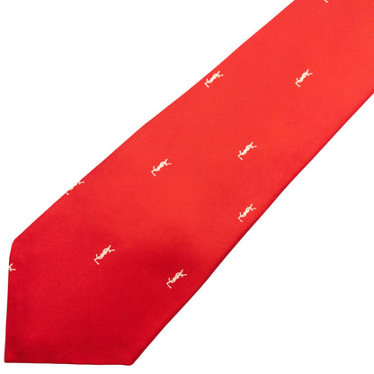 Vintage 80s YSL Yves Saint Laurent Monogram Silk Tie | O/S, Red