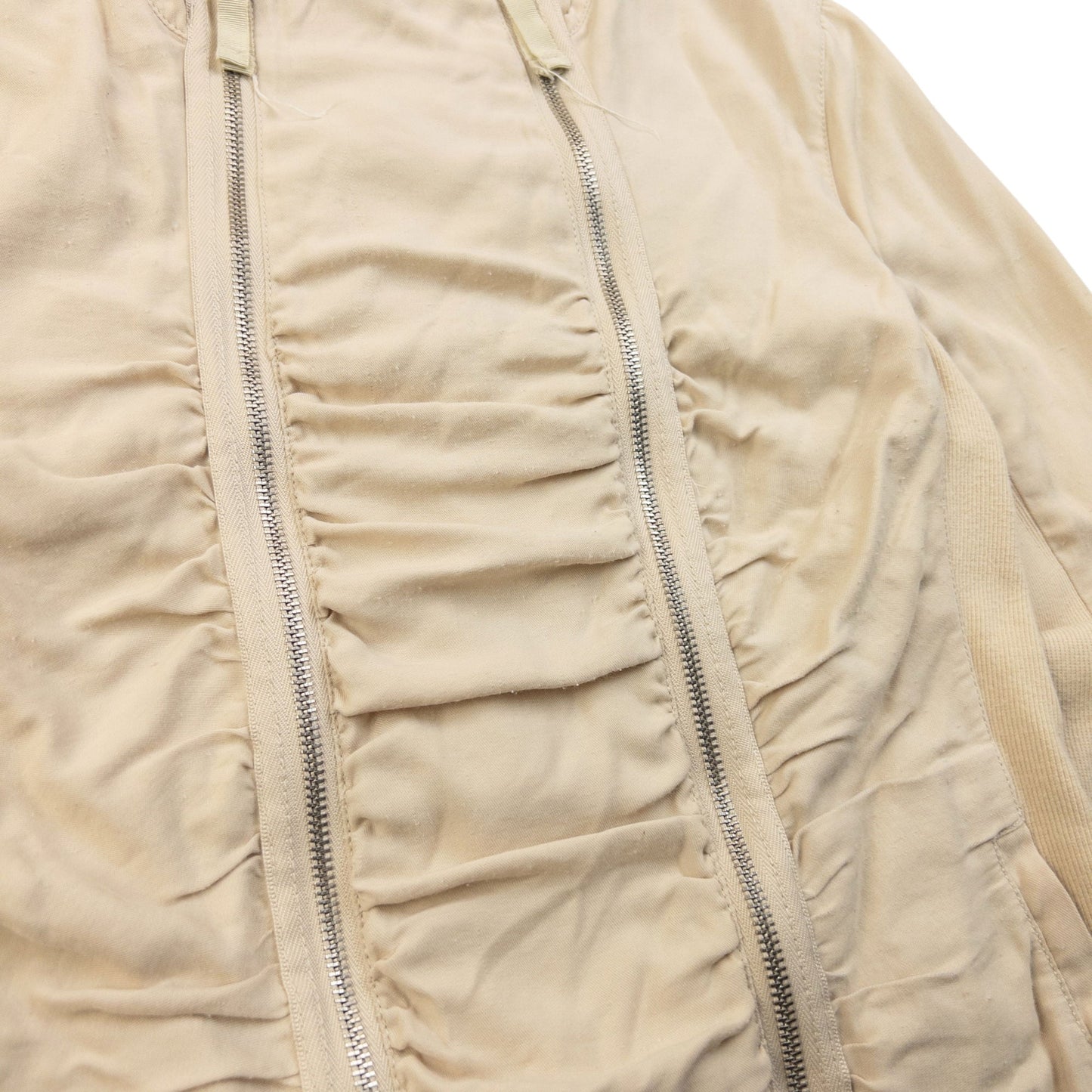 Vintage 2000s Armani Exchange Double Zip Ruched Jacket Womens Size M | Medium, Beige