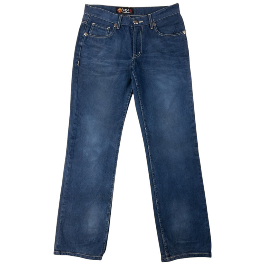 Vintage Jizo Bosatsu Embroidered Koi Fish Troll Japanese Denim Jeans Size W31