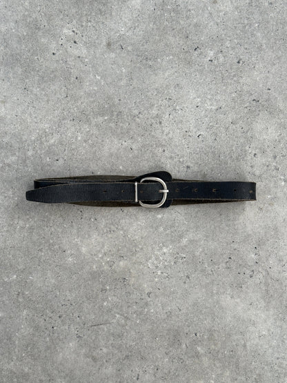 Vintage 1990s Leather Double Wrap Slim Belt - W22-26
