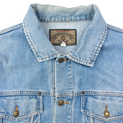Vintage 90s Armani Jeans Button Up Denim Jacket Size L | Large, Blue