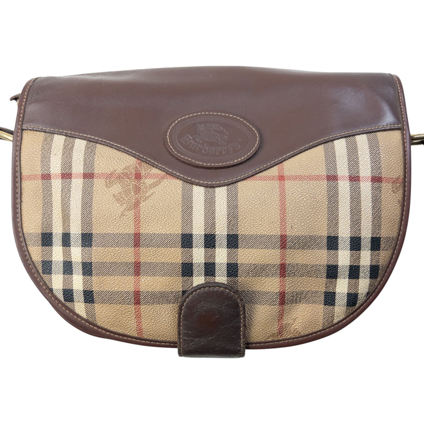 Vintage 90s Burberry Nova Check Leather Crossbody Bag | O/S, Brown
