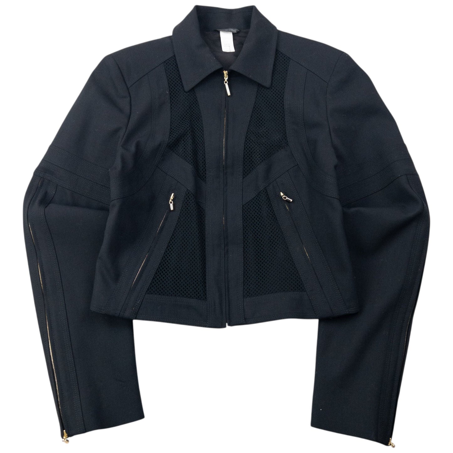 Vintage 2002 Gianni Versace by Donatella Versace Mesh Jacket Womens Size M | Medium, Black