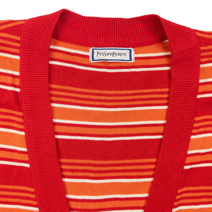 Vintage 80s YSL Yves Saint Laurent Striped Cardigan Womens Size M | Medium, Orange