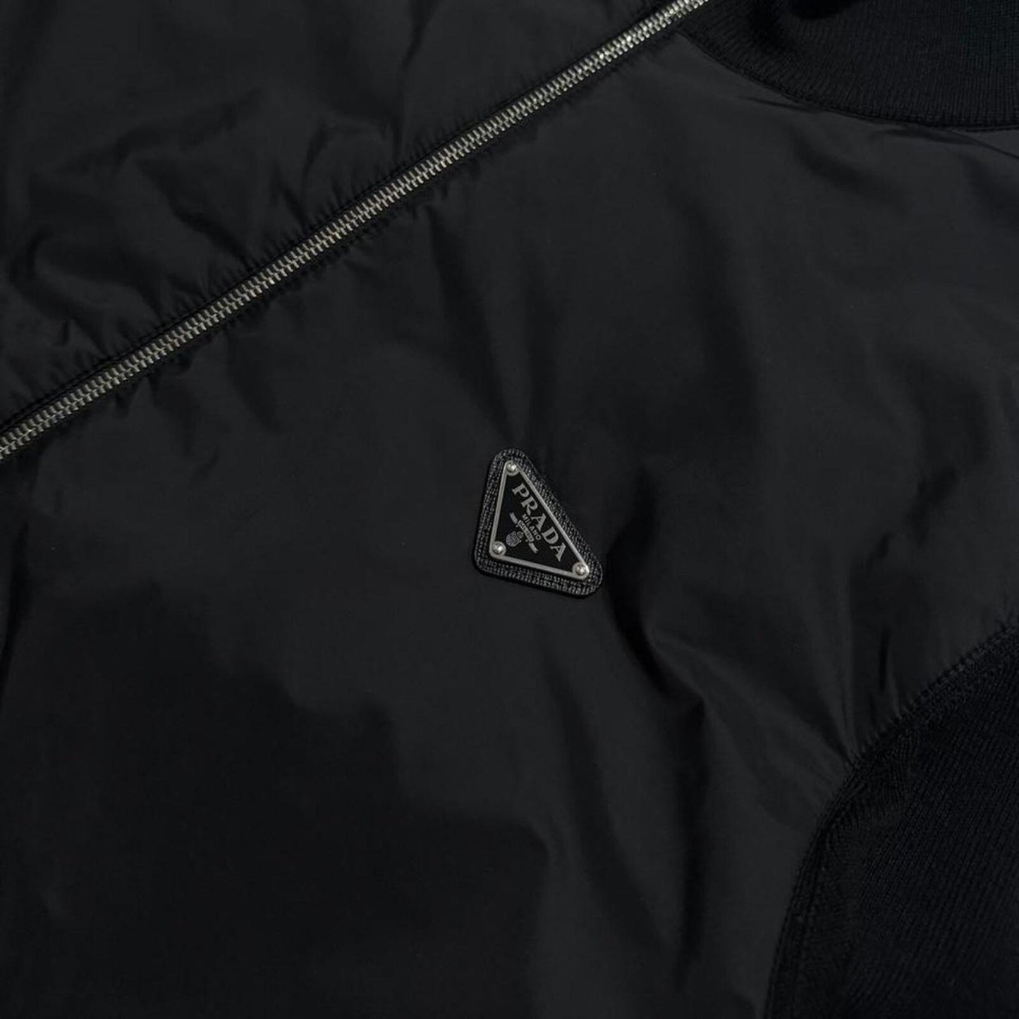 Prada Re-Nylon Wool Zip Up | Large, Black