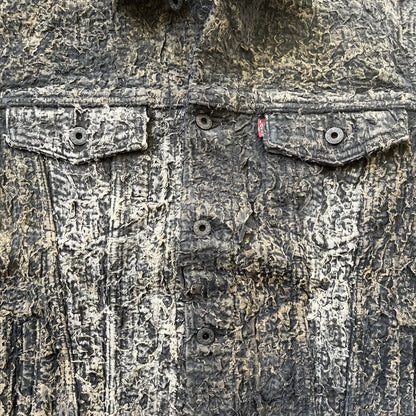 Boro Sashiko Distressed Denim Trucker Jacket - L