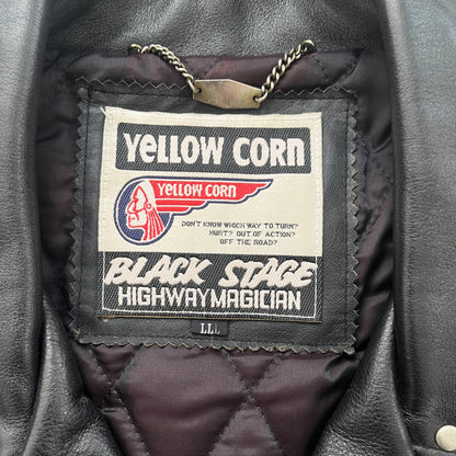 Yellow Corn Punk Leather Biker Jacket - M