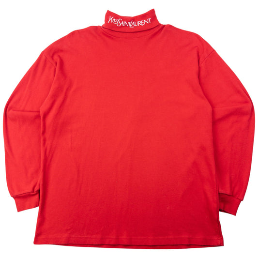 Vintage 2000s YSL Yves Saint Laurent Turtleneck Sweatshirt Size M | Medium, Red