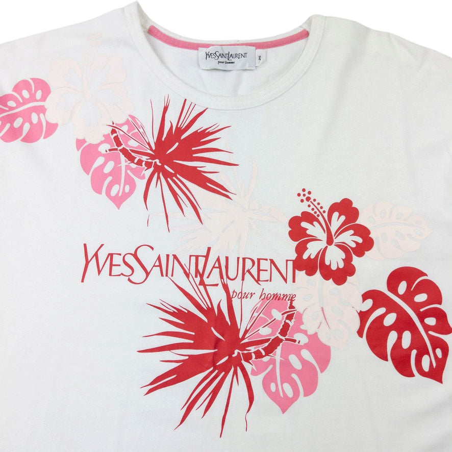 Vintage 2000s YSL Yves Saint Laurent Tropical Graphic T Shirt Size M | Medium, Multicoloured