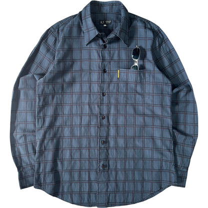 Armani Jeans 00’s Plaid Long Sleeve Shirt L | Large, Blue