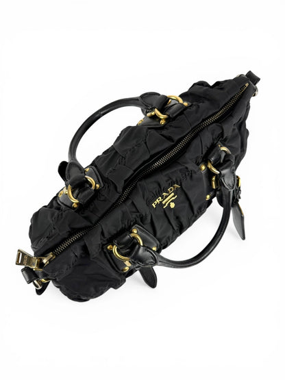 2010s Prada Nylon Tessuto Gaufre Black Handbag | O/S, Black