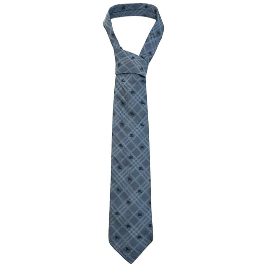 Vintage 2000s Burberry Nova Check Monogram Silk Tie | O/S, Blue