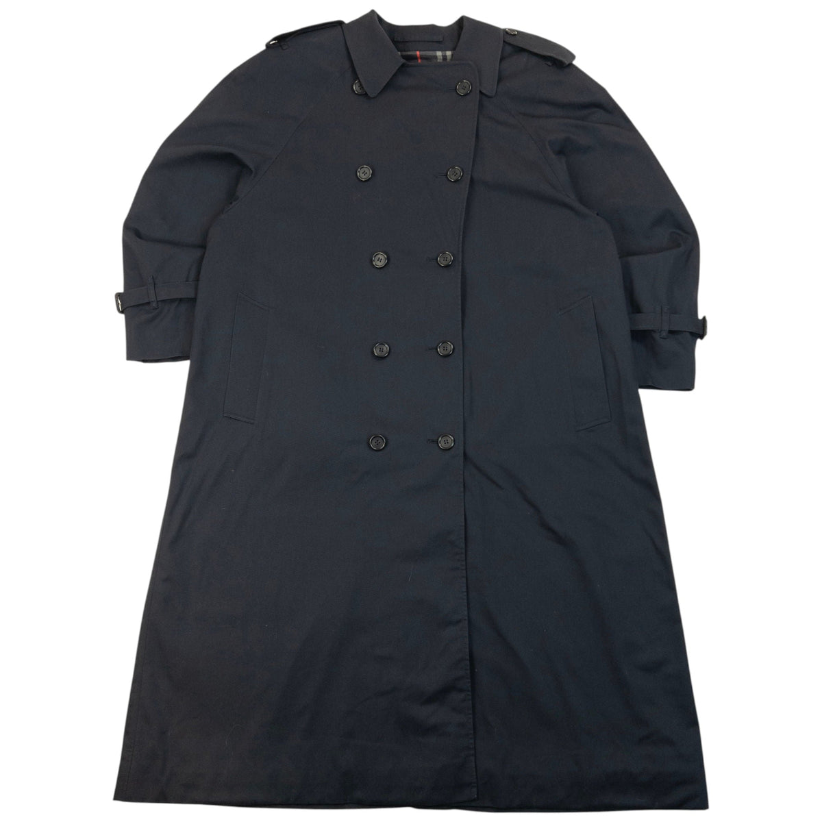 Vintage 90s Burberry Nova Check Lined Trench Jacket Size L | Large, Navy
