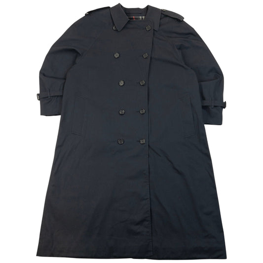 Vintage 90s Burberry Nova Check Lined Trench Jacket Size L | Large, Navy