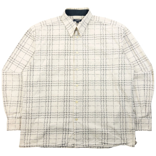 Vintage 2000s Burberry Nova Check Text Long Sleeve Button Up Shirt Size L | Large, Black