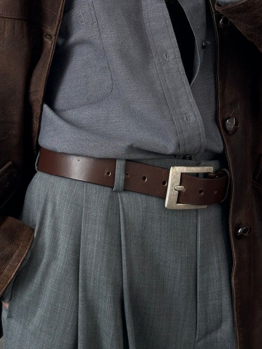 Vintage 1990s Square Leather Belt - W30-36