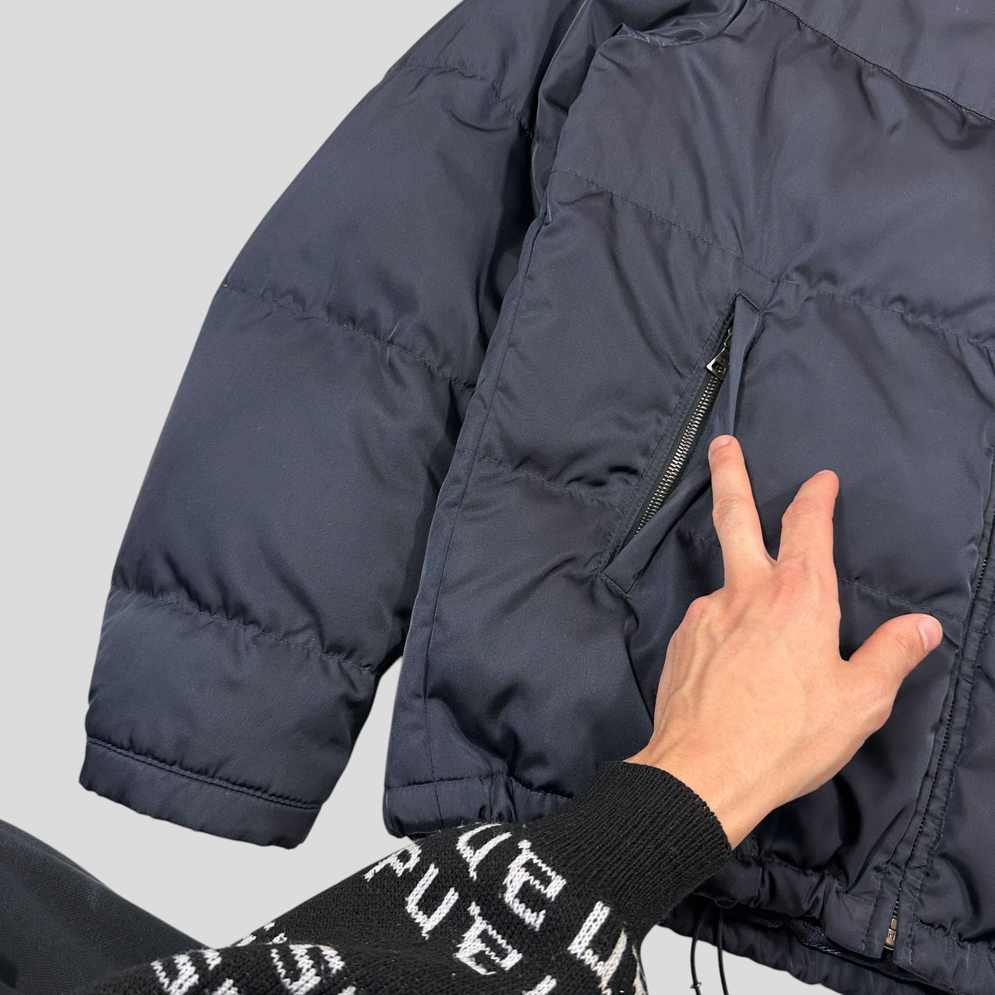Prada 2011 Extra Fine Gabardine Nylon Triangle Logo Puffer - IT50 (L)