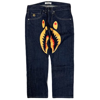Bape Shark Head WGM Jeans (S / W30) | W30, Dark Blue