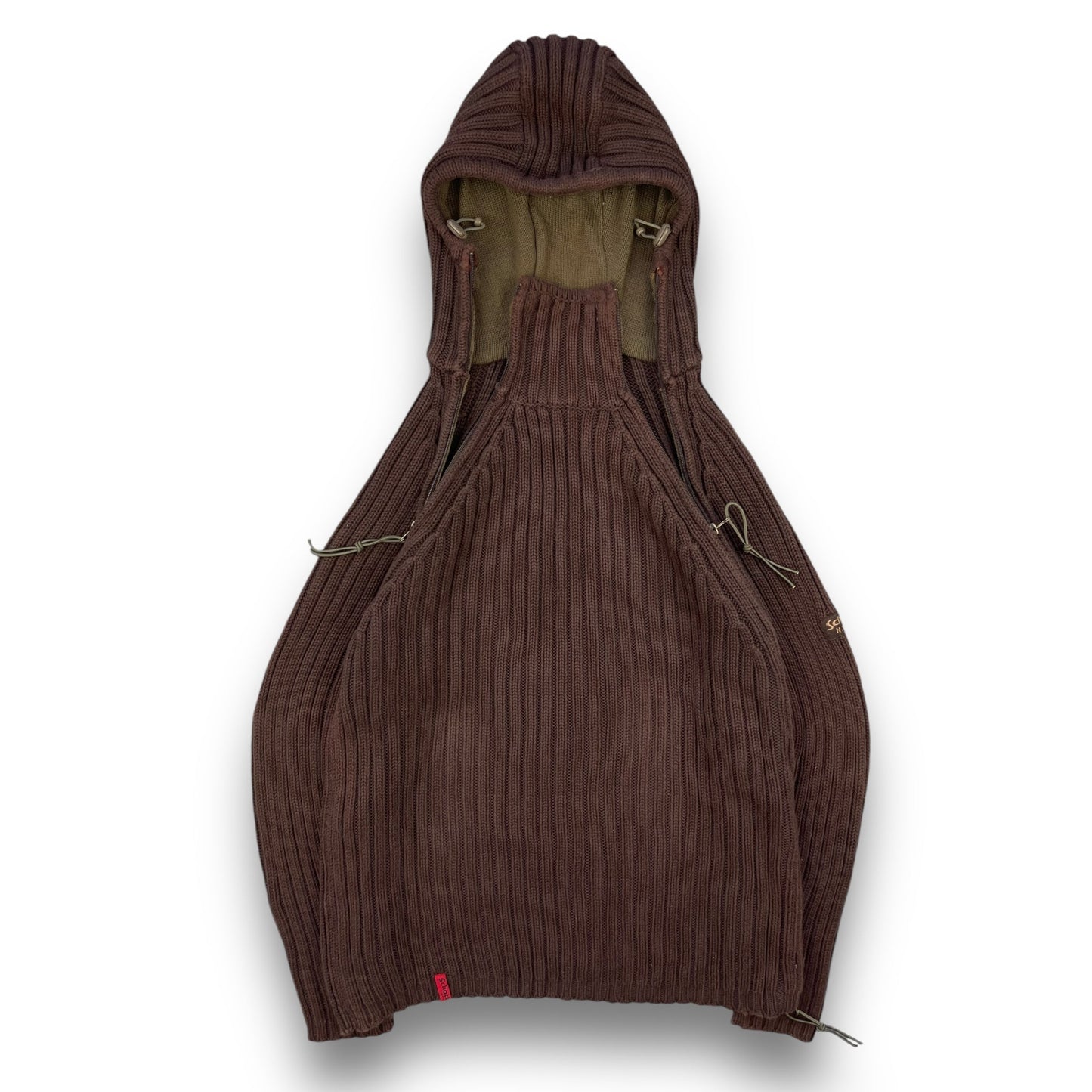 2000's Schott NYC Dual Zip Knitted Balaclava Hoodie (M) | Default Title, Brown