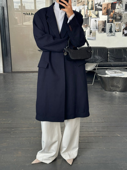 Christian Dior 1990s Pure Wool Concealed Placket Coat - XL