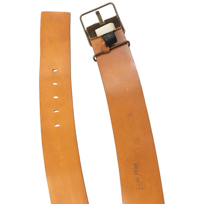 Vintage 2000s Miu Miu Calf Hair Leather Belt Size L | O/S, Brown