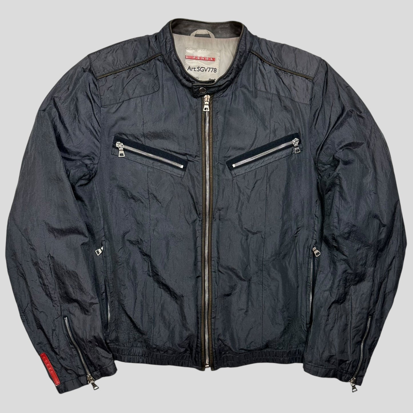 Prada Sport 00’s Metal Nylon + Leather Moto Biker Jacket - IT52 (M)