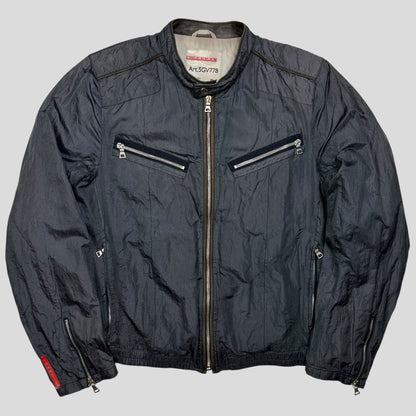 Prada Sport 00’s Metal Nylon + Leather Moto Biker Jacket - IT52 (M)