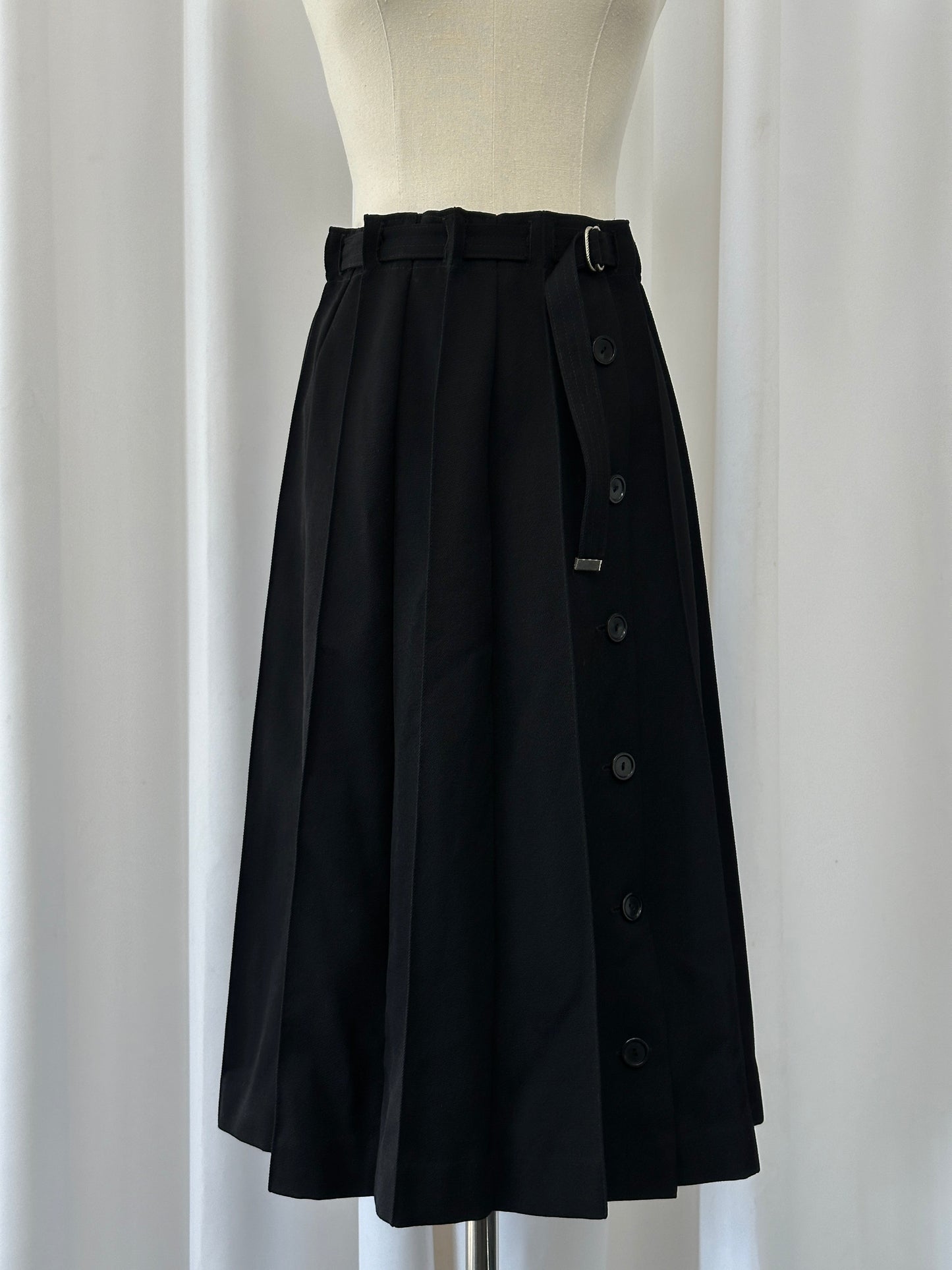 Vintage 1990s Wool Pleated Midi Skirt - W26