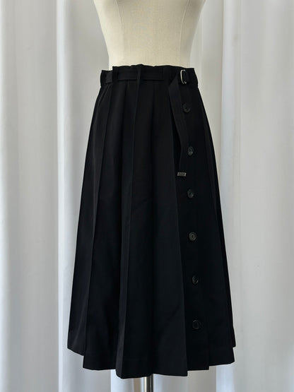 Vintage 1990s Wool Pleated Midi Skirt - W26